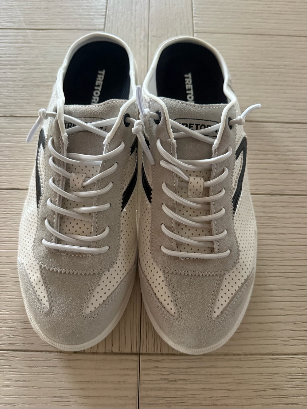 Tretorn White & Black Women’s Suede-Accent Sneakers